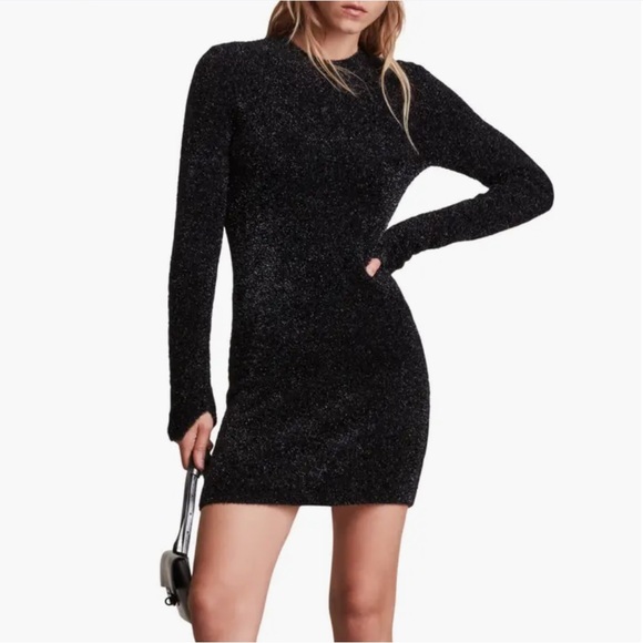 ALLSAINTS Sparkle Long Sleeve Body-Con Minidress Black Small - Picture 7 of 10